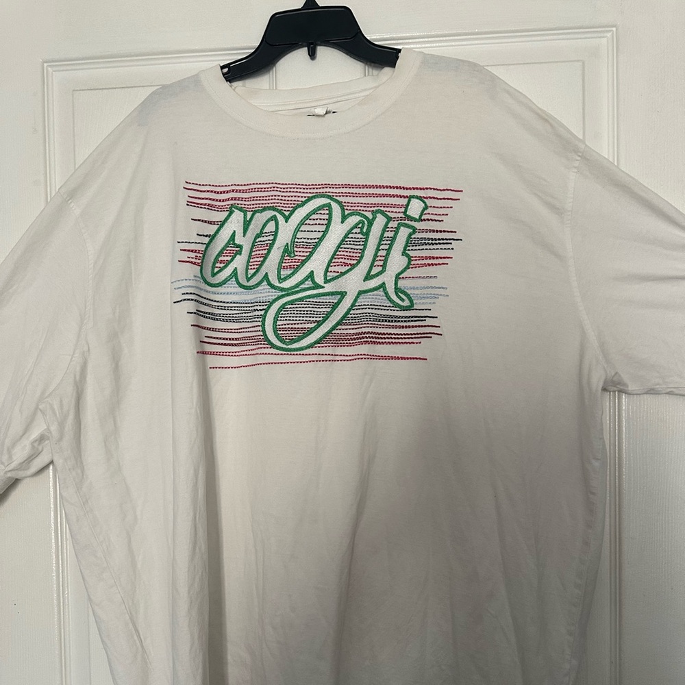 COOGI White Tee with Green and Red Graphic